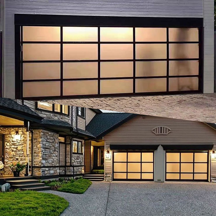 Garagedeur met een glazen uitzicht
